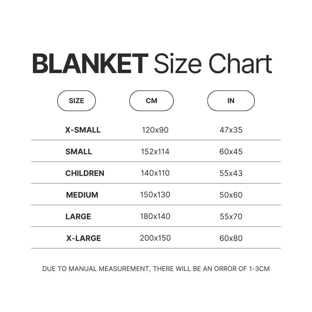 Blanket Size Chart - Vegeta Merch