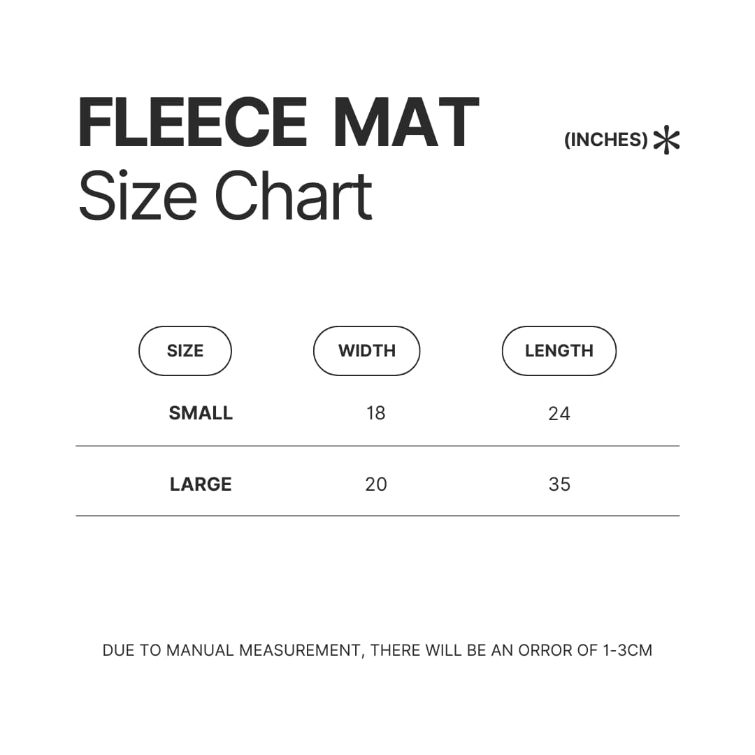 Fleece Mat Size Chart - Vegeta Merch