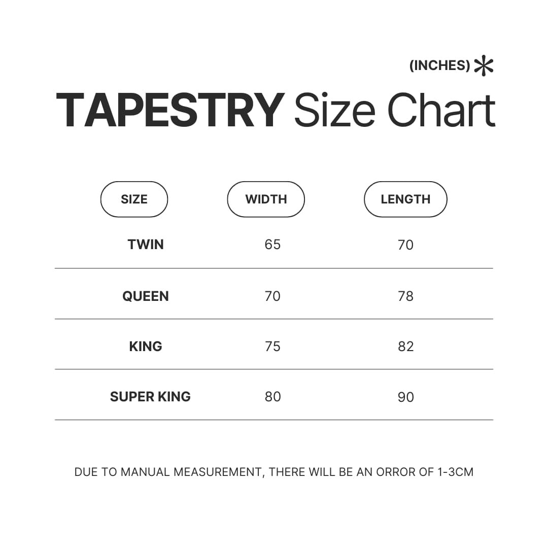 Tapestry Size Chart - Vegeta Merch